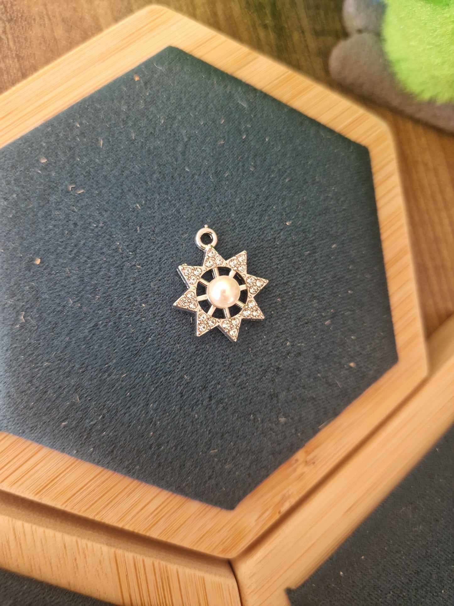 Silver Rhinestone Sun Charm