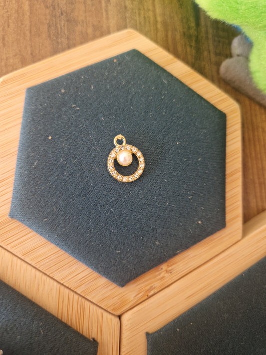 Gold Rhinestone Circle Charm