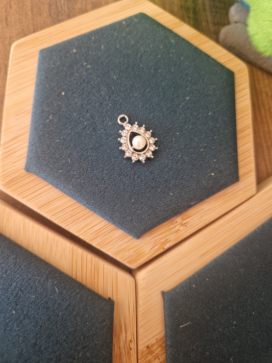 Silver Rhinestone Drop Charm