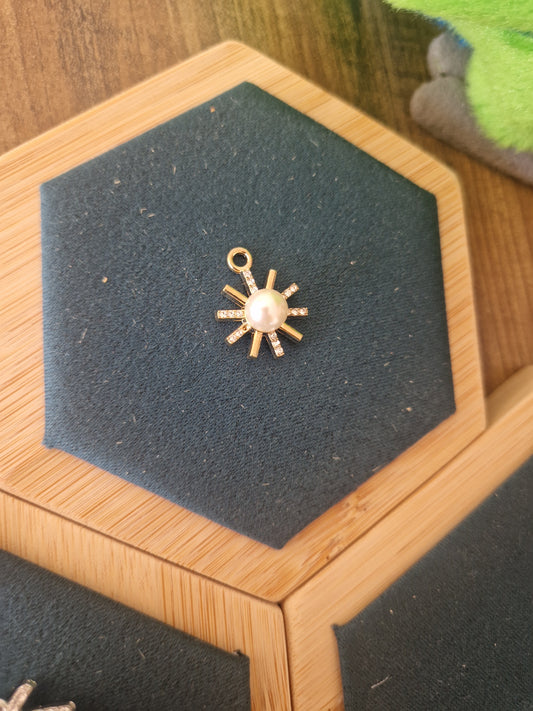 Gold Rhinestone Sun Charm