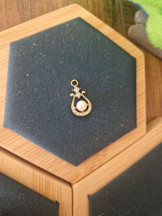 Gold Harp Rhinestone Charm