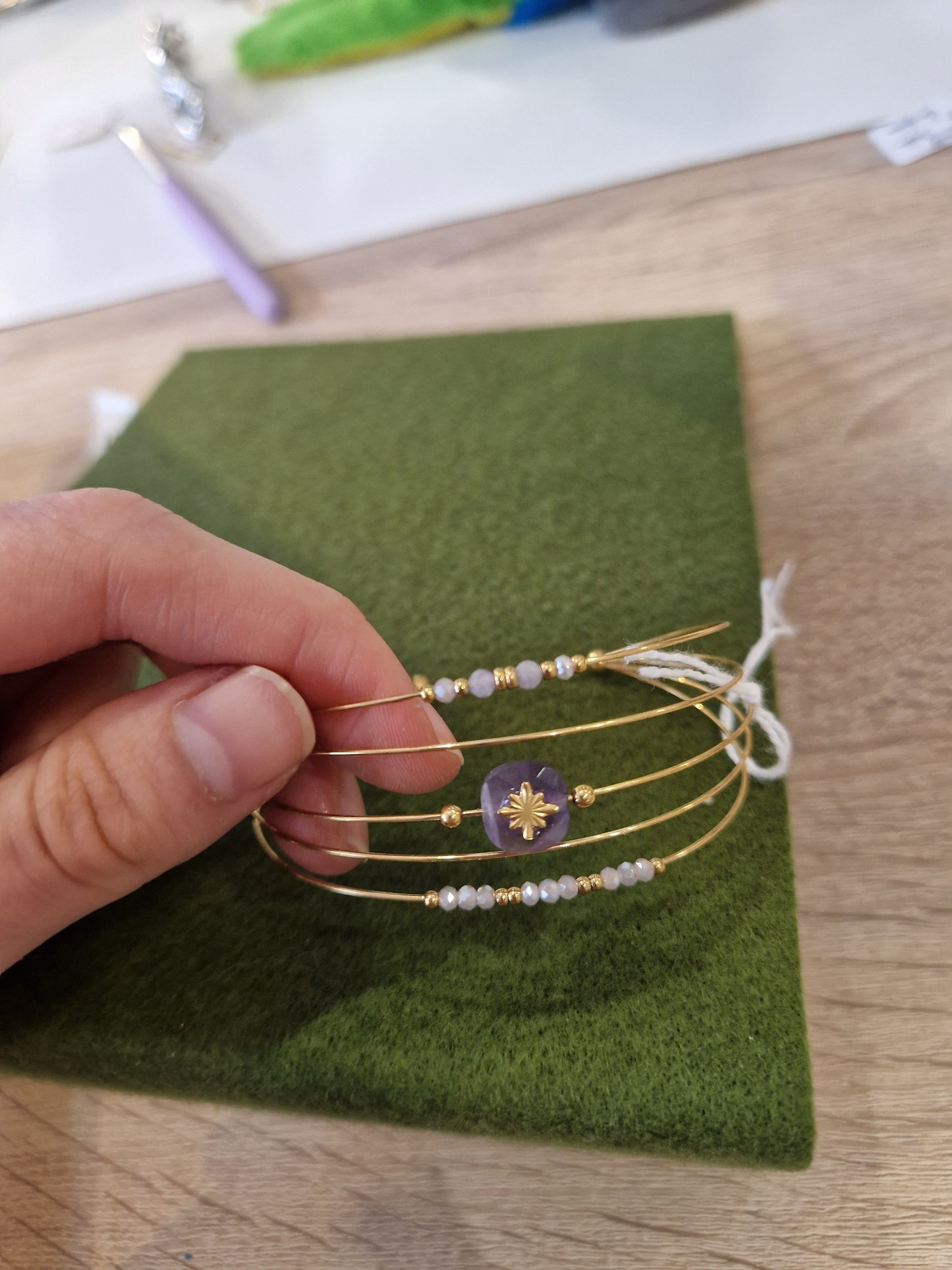 Jonc doré perles naturelles Cléopâtre